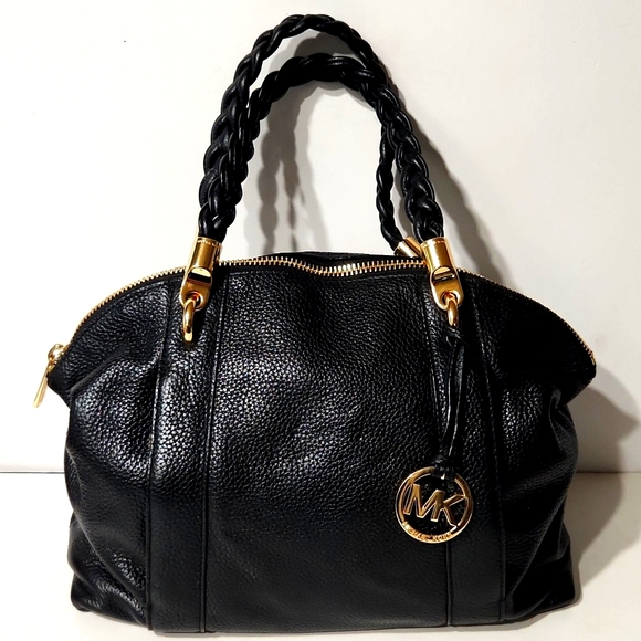 Michael Kors Naomi Black Pebbled Leather Large Bowling Satchel Like New!! - Picture 16 of 16